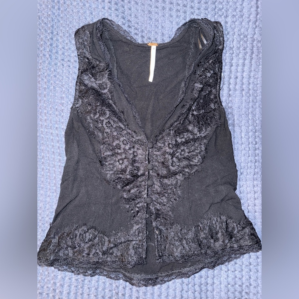 Free People Elena Lace Trim Tank Top